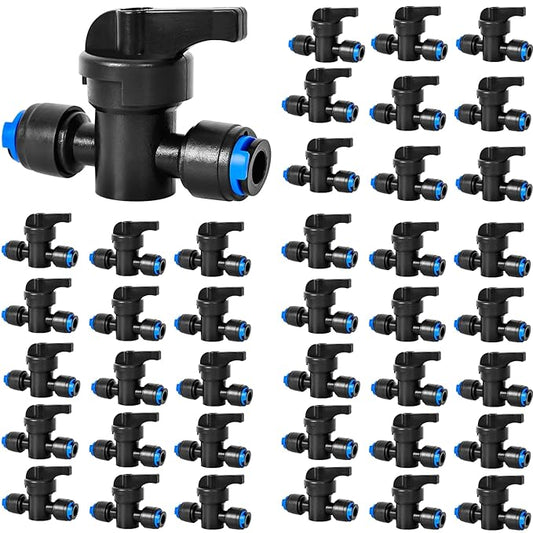 40 Pack 1/4" Drip Irrigation Shut Off Valve, Quick Connect Universal Drip Irrigation Tubing Coupling Valve, Connector Locking Fitting for Sprinkler or Drip Irrigation System