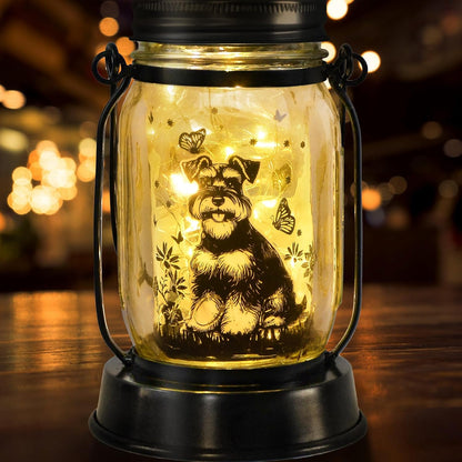 Schnauzer Gifts for Women/Men Schnauzer Solar Lanterns Dog Mom Birthday Dog Lovers Lantern Pet Loss Pet Memorial Lights Solar Garden Decoration for Yard, Patio,Backyard,Porch Torches