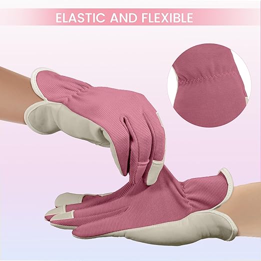 Gardening Gloves, Garden Gloves for Women and Men, Thorn Proof Working Gloves, Durable Leather Work Garden Gloves for Yard & Outdoor Work, Purple, S