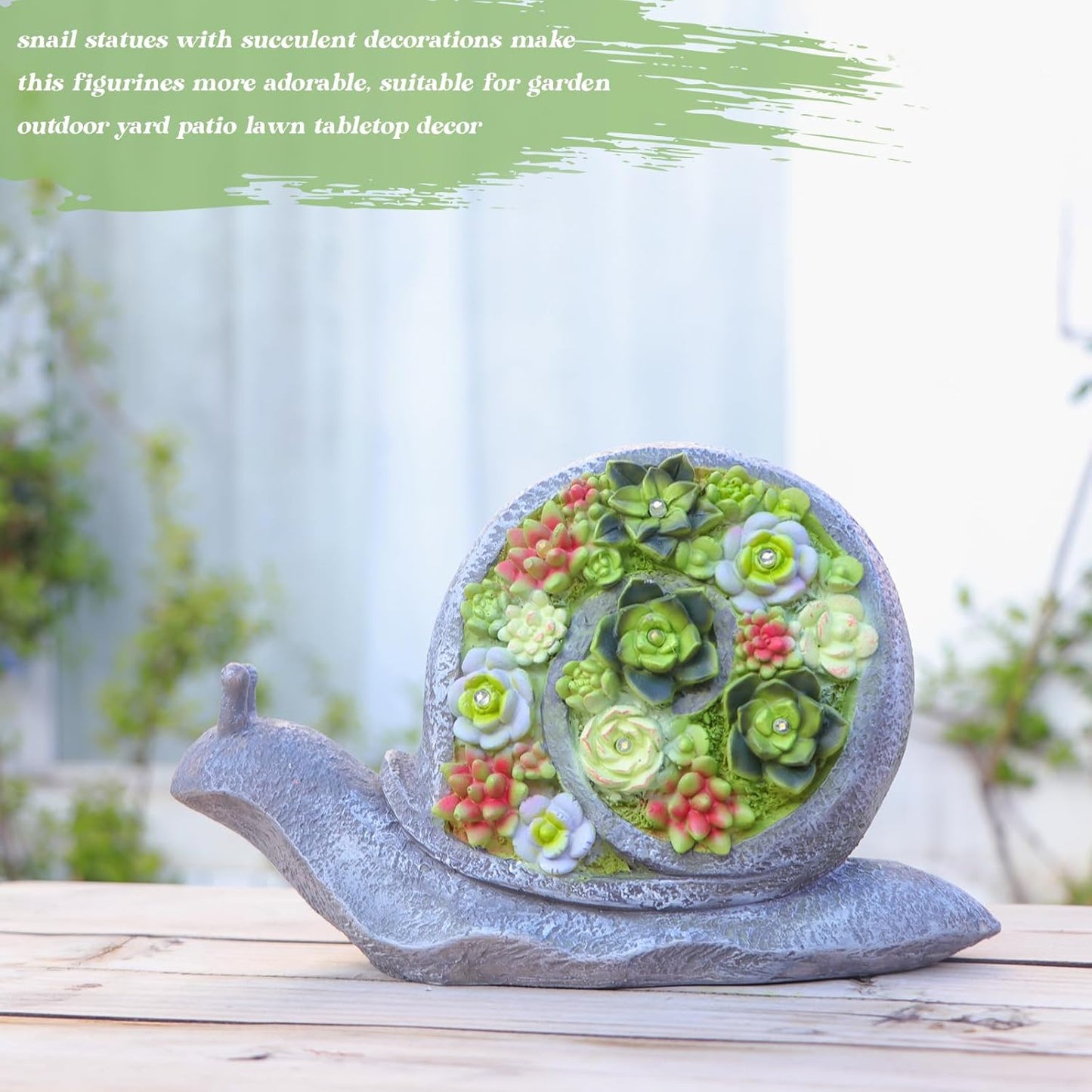 Solar Garden Statues Snails Figurine with Succulent and LED Lights - Garden Snails Statues Decorations for Yard, Outside, Patio, Balcony - Gardening Housewarming Birthday Gifts