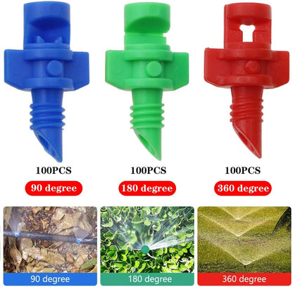 100PCS Drip Irrigation Emitters Micro Sprinkler Heads Micro Garden Lawn Water Spray Misting Nozzle Sprinkler Irrigation for Plant Irrigation Systems (Blue 90°)