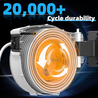 Retractable Garden Hose Reel 1/2"x130 ft, Automatic Hose Reel with 7 Pattern Nozzle,Any Length Lock Wall Mounted &180 Deg Swivel