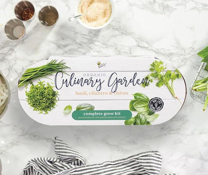 BUZZY Organic Windowsill Grow Kit, Copper Culinary Garden: Basil, Cilantro, and Chives, Best Gardening Gifts, Parties, Unique, Growth Guaranteed, Herb Starter Kit, Seed Kit, Grow Your Own Herbs