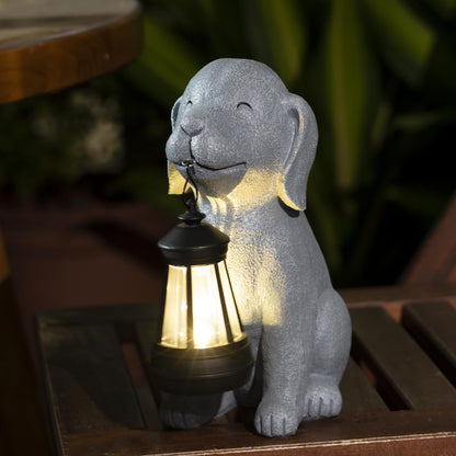 Solar Dog Garden Statues, Outside Decor with Solar Lights, Birthday Gifts for Grandma Mom Women, Garden Decorations & Dog Ornaments for Patio, Yard, and Housewarming Gifts