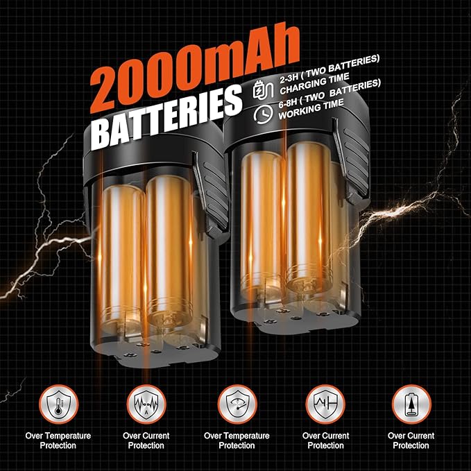 Pruning Shear Battery Powered, Kebtek Cordless Portable Electric Pruner with 2Pack 2Ah Rechargable Batteries -16.8V 25MM(0.98Inch) Cutting Diameter