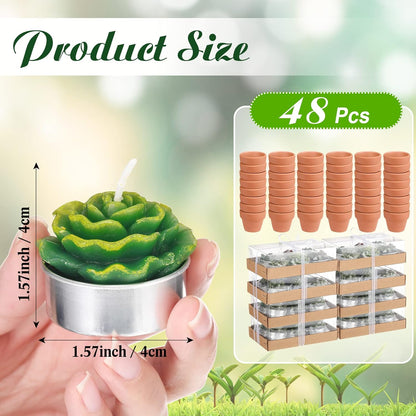 Shihanee 48 Pcs Succulent Cactus Decorative Tealight Baby Shower Plant Candles Bridal Shower Novelty Handmade Tealight Terrarium Plant Candles for Fiesta Birthday Wedding Party(Red)