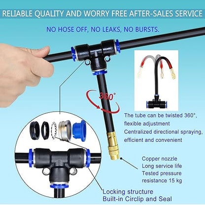 98Ft Greenhouse Drip Irrigation Kit Automatic Irrigation System 360°Adjustable 30 Brass Spray Nozzles 12mm Irrigation Tubing Hose Patio Misting Plant Watering with Blank Distribution Tubing Hose