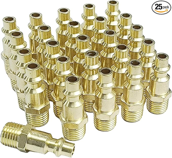 Air Hose Fittings 1/4" MNPT Industrial Air Plugs for Air Compressors 25pcs Brass Air Compressor Fittings Kit Quick Connect Air Fittings