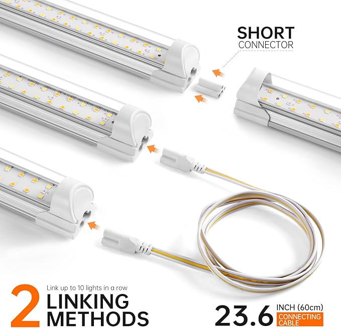 Bstrip T8 Grow Light, 1.4FT 36W (2 x 18W) Plant Lights for Indoor Growing with Timer, Full Spectrum with 660nm Red LEDs, 3467K, Ideal for Indoor Plants, Greenhouse, Seeding, Linkable Design, 2-Pack