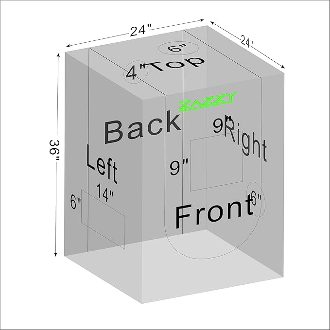 zazzy Grow Tent, 24"x24"x36" Hydroponic Mylar Grow Tent Reflective Garden Growing Dark Room with Observation Window, Removable Floor Tray and Tool Bag for Indoor Plant Growing 2'x2'