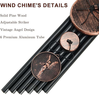 Wind Chimes for Outside, Vintage Angel Deep Tone Wind Chime Outdoor Clearance, Memorial/Festivals/Birthday Gift for Mom Dad Women Grandma, Home Garden Patio Decor (34" Angel)