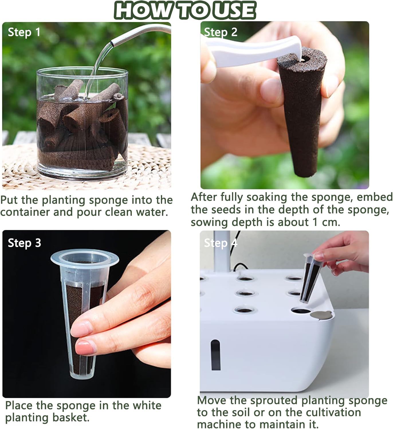 100 PCS Hydroponic Growing Kit Plant Seed Starter Pods Kit Replacement Grow Sponges Seed Suitable for Mushroom Grow Kit