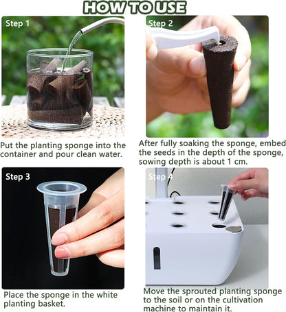 100 PCS Hydroponic Growing Kit Plant Seed Starter Pods Kit Replacement Grow Sponges Seed Suitable for Mushroom Grow Kit