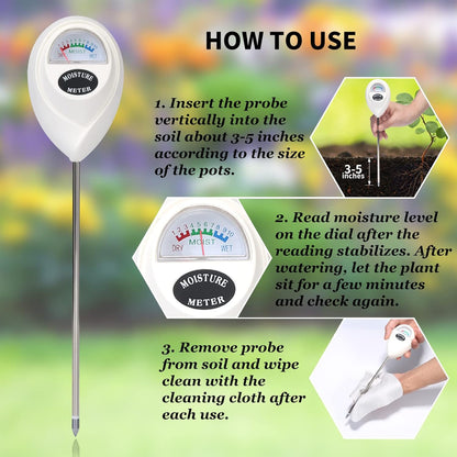 ONEDONE Moisture Meter, Soil Moisture Meter with Cleaning Cloth for House Plants, Gardening, Farming, Indoor and Outdoor Plants
