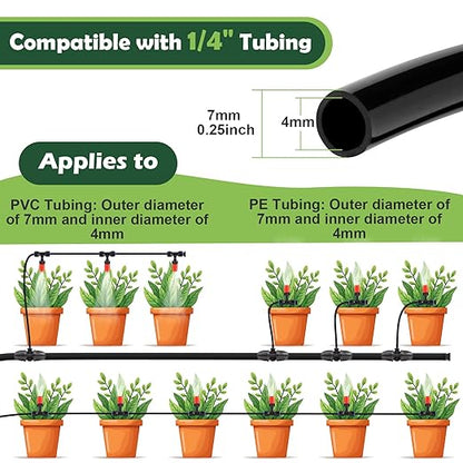 20PCS Adjustable Drip Irrigation Emitters(Mist)Kit-Quick Connect for 1/4" Tubing, Water-Saving, Dual Adjustment System-Easy to Install Drippers for Precise Garden Watering of Vegetables,Shrubs&Flowers