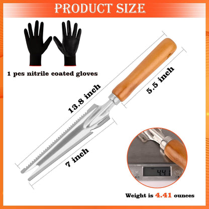 5-in-1 Stainless Steel Hand Weeder Puller Tool & Dandelion Fork Knife - Hand Weed Removal Tool for Weeding, Planting, Transplanting, Soil Cultivating & Flower Care（13.8-inches