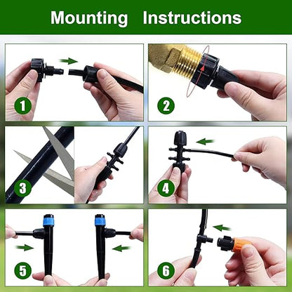 260 FT Drip Irrigation System Kit, Automatic Garden Watering System with 1/2" & 1/4" Tube for Greenhouse, Lawn, Raised Bed, Micro Misting Plant Sprinkler System, Adjustable Drip Emitters