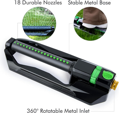 [2 Pack] RESTMO Heavy Duty Oscillating Sprinkler with Metal Base – Adjustable Flow Control Lawn Watering System, Covers Up to 3,600 Sq. Ft. for Garden, Yard