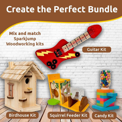 SparkJump Modern Birdhouse Woodworking Kit, Complete DIY Birdhouse for Kids & Adults, Build Your Own BirdhouseKit for Creative Woodworking Crafts