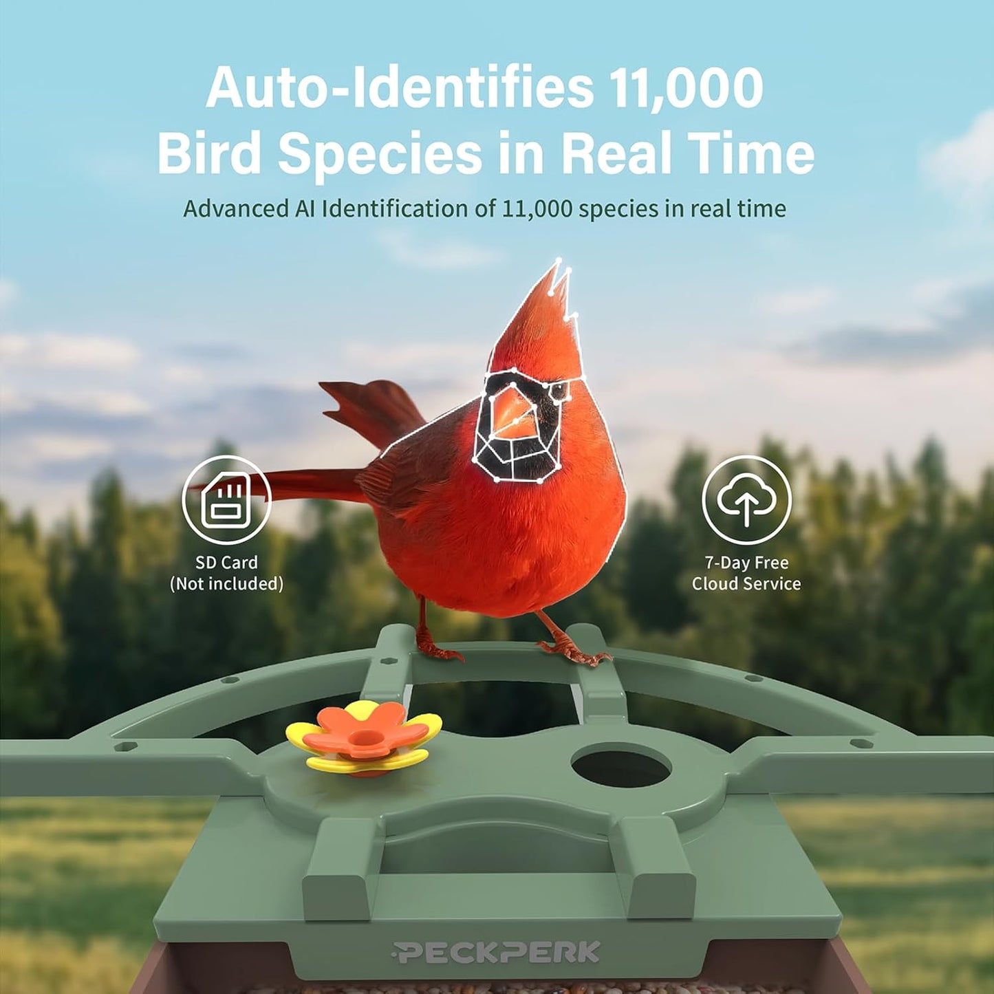 Smart Bird Feeder with Camera Solar Powered Outdoor - 2K HD Live Video, AI Bird ID, Squirrel-Proof, Instant Alerts & IP65 Weatherproof Outside, Great Gift for Familys & Friends