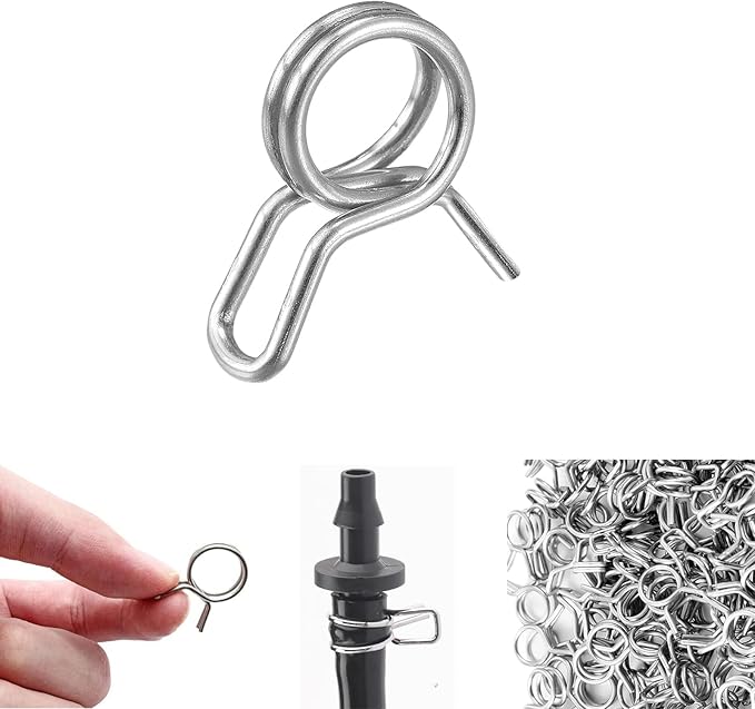 1/4" Irrigation Hose Clamp, Firm and Leak-Proof, Easy to Install, Solution for Leaking of Drip Irrigation Kit Connector, Irrigation Fit, Irrigation part (105pcs)