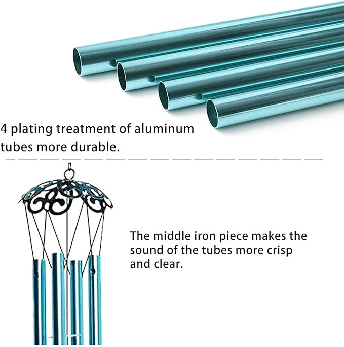 Hummingbird Wind Chimes, Wind Chimes for Outdoor, 26" Glass Painted Mobile Romantic Chimes, Patio, Balcony, Garden Decoration, Lifelike Hummingbird Deep Tone Style, Gifts for Mom