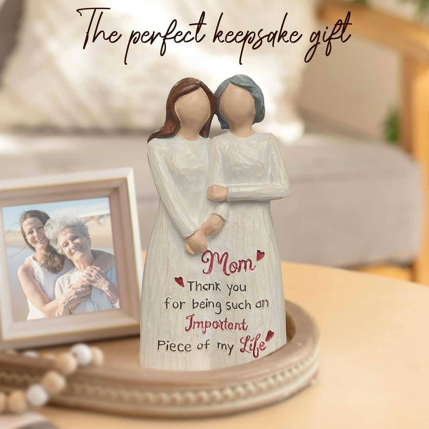 Mom Birthday Gifts, Mom and Daughter Figurine, Gifts for Mom from Daughter for Mother’s Day Anniversary Birthday Christmas, Sculpted Hand-Painted Statues
