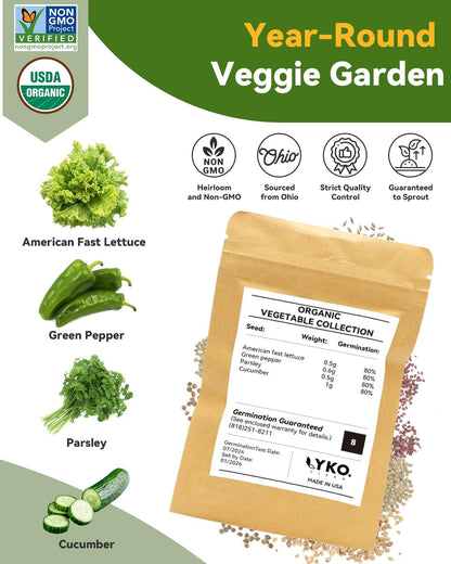 LYKOCLEAN 24 Pods Vegetable & Salad Green Seed Pod Kit for Aerogarden, Ahopegarden, iDOO – Non-GMO American Fast Lettuce, Green Pepper, Cucumber, Parsley Seeds, Compatible with All Hydroponic System