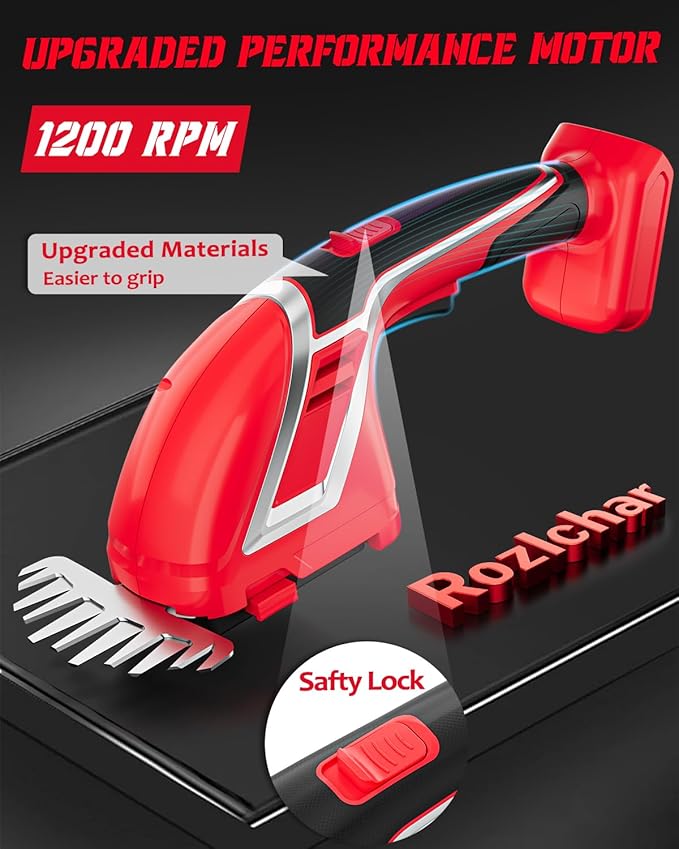 Rozlchar Cordless Hedge Trimmer & Grass Shears Handheld Compatible for Milwaukee 18V Battery(No Battery), Lightweight 7.87'' Electric Hedge Trimmer 4.7" Grass Cutter Combo for Lawn, Backyard, Garden