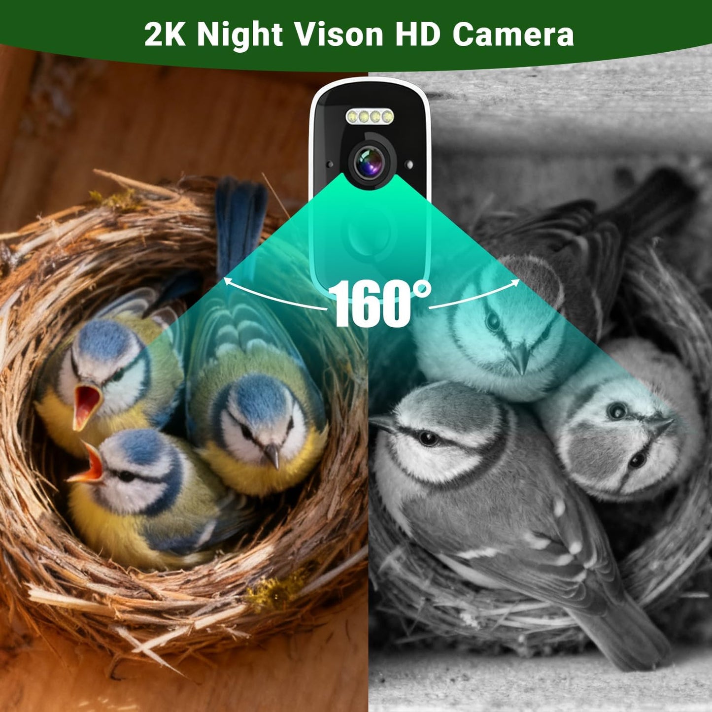 Smart Bird House with Camera Solar Powered, 2K HD Live View Birdhouse Camera with Nest Auto Capture Photo & Video, 2.4G WiFi & App Notify, for Viewing Bird Nesting and Hatching