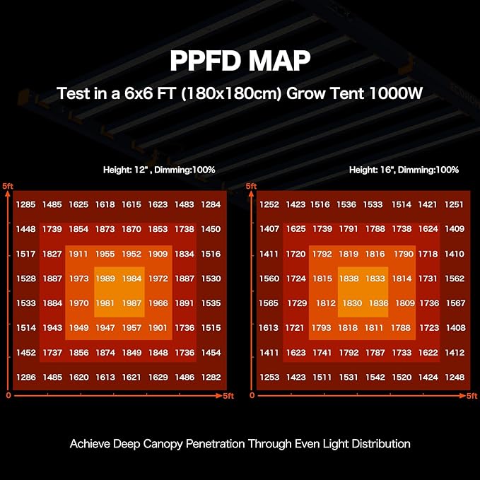 LED Grow Light, 1000W Grow Lights for Indoor Plants, Full Spectrum Growing Light Plant Foldable & Hanging Growing Lamps, Daisy Chain Dimmable Grow Lamp, Commercial for 6x6ft Coverage in Grow Tent