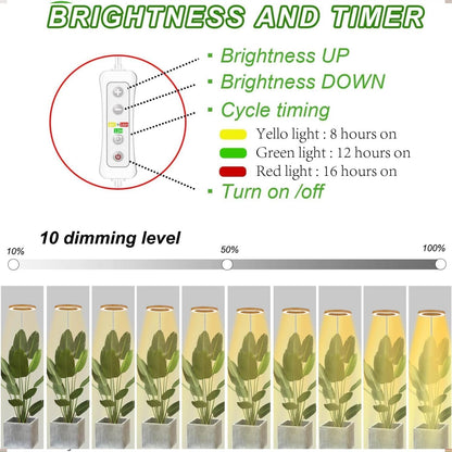 Plant Grow Light,yadoker LED Growing Light Full Spectrum for Indoor Plants, Paired with a Soil Tester,Height Adjustable, Automatic Timer, 5V Low Safe Voltage,Idea for Large Plant Light