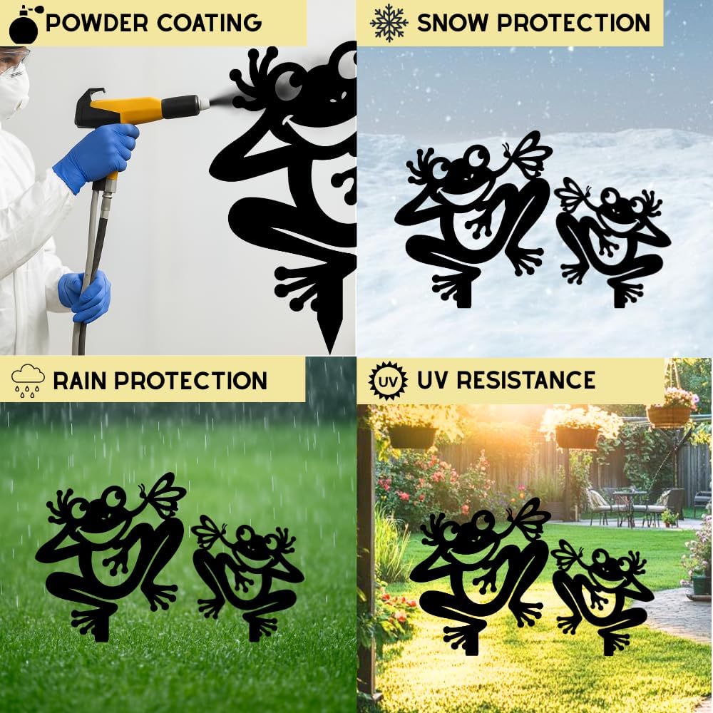 Personalized Frogs Garden Stakes, Custom Frog Metal Gardening Markers, Decorative Outdoor Yard Sign, Art Decor Gifts for Animal Lovers, Grandmother, Grandfather, Mom, Dad