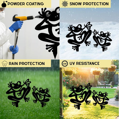 Personalized Frogs Garden Stakes, Custom Frog Metal Gardening Markers, Decorative Outdoor Yard Sign, Art Decor Gifts for Animal Lovers, Grandmother, Grandfather, Mom, Dad