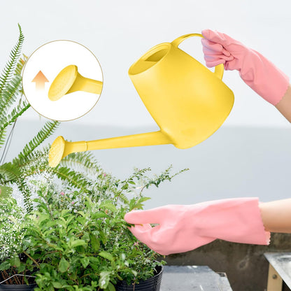 Plastic Watering Can - for Indoor and Outdoor House Plant Garden - with Long Spout - 1/2 Gallon - Yellow