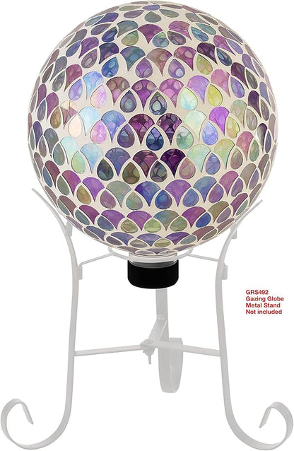 Alpine Corporation HGY438 Outdoor Mosaic Glass Gazing Globe with Colorful Teardrop Design, 10" Diameter, Multicolor