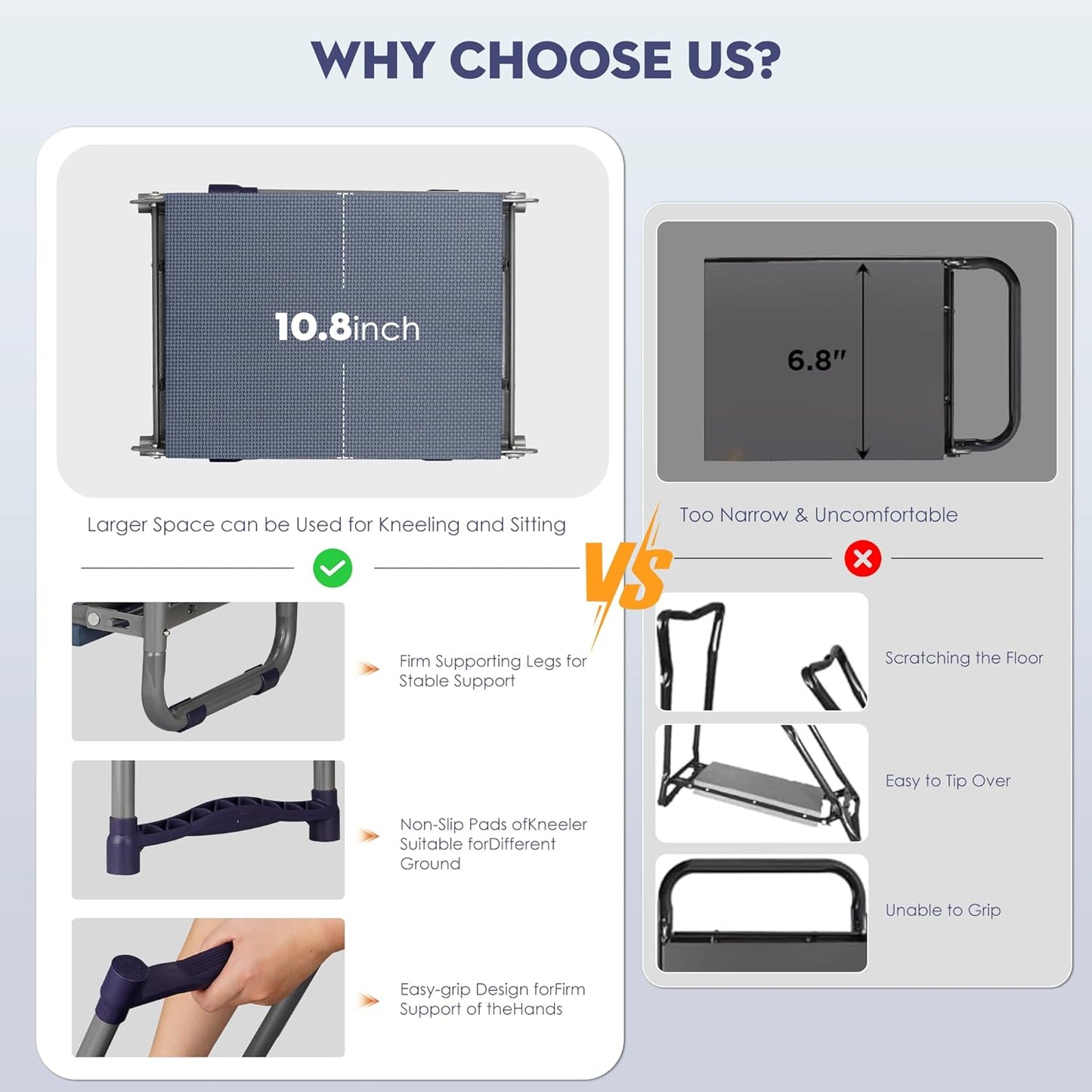 Luvenia Garden Kneeler and Seat,Foldable Garden Stool 10.8" Wider Heavy Duty 2-in-1 Kneeling Pad,Bench Kneeler and Seat Gardening Gifts for Women,Men,Seniors,Grandparents