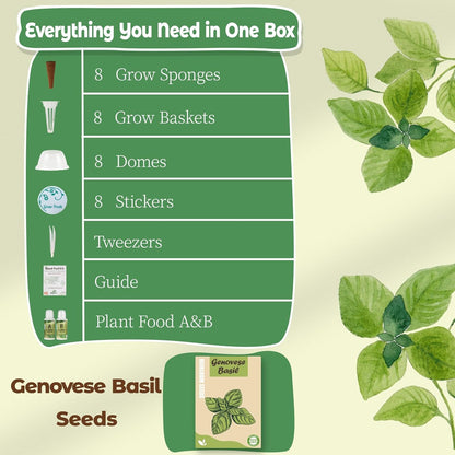 Basil Seed Pods Kit Hydroponic - Refill Herb Pod for All Indoor Garden, 8 Grow Pods with Seeds of Genovese Basil, Compatible with All Hydroponics Growing Systems