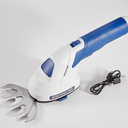 Cordless Grass Shear, 2 in 1 Hedge Trimmer, Electric Handheld Grass Cutter 7.2V Rechargeable Bush Trimmer Lightweight Shrubbery Hedge Shears with Type-C Cable and 2.0Ah Battery for Garden Yard Lawn