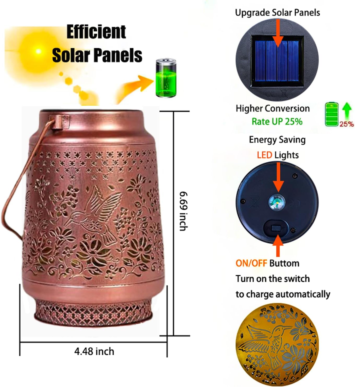 Hummingbird Solar Lantern Hanging Hummingbird Solar Lights for Outside Garden Decor Birthday Gifts for Grandma Women Mom Sister Decorative for Yard Backyard Patio Deck Porch