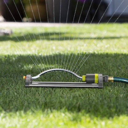Lawn Sprinkler, GUDWING Metal Oscillating Sprinkler with Brass Nozzles, Water Sprinkler for Lawn Covers up to 3,600 Ft, includes Spray Jet Cleaning Needle, Grey