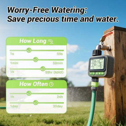 NexusLab Sprinkler Timer, 4 Customizable Programs Sprinkler Drip Irrigation, IP65 Waterproof, Auto Rain Delay Manual Mode, Child Lock, Water Timer for Lawn Yard Garden Watering (2025)