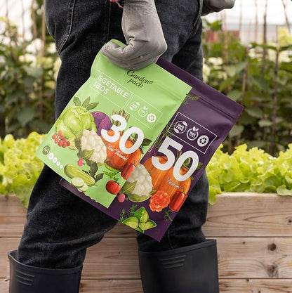 Garden Pack Seeds Pouch - 50 Varieties of Herb, Flower & Vegetable Seeds for Planting - 25,000 Non GMO Heirloom Seeds - Garden Seeds for Vegetable Garden