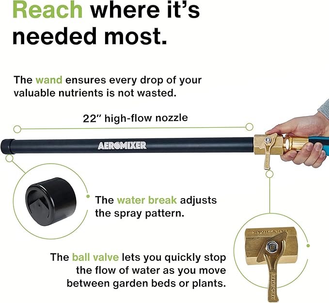 Aeromixer THE HOSE: All-In-One Watering Kit - Heavy Duty 1" 100 Ft Garden Hose, Kinkless Garden Hoses, Commercial Grade Water Hoses, 650 PSI High-Pressure Watering Tool for Farming and Gardening