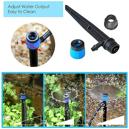 100Pcs Drip Irrigation Emitters with Lock, Adjustable 360 Degree Water Flow Irrigation Drippers for 1/4 inch Drip Irrigation Tubing, Micro Spray Drip System Parts for Garden Irrigation System