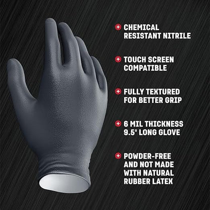 Venom Steel Nitrile Gloves, 6 mil Disposable Latex Free Black Gloves, 2 Layer Rip Resistant Gloves, XX-Large (Pack of 90)