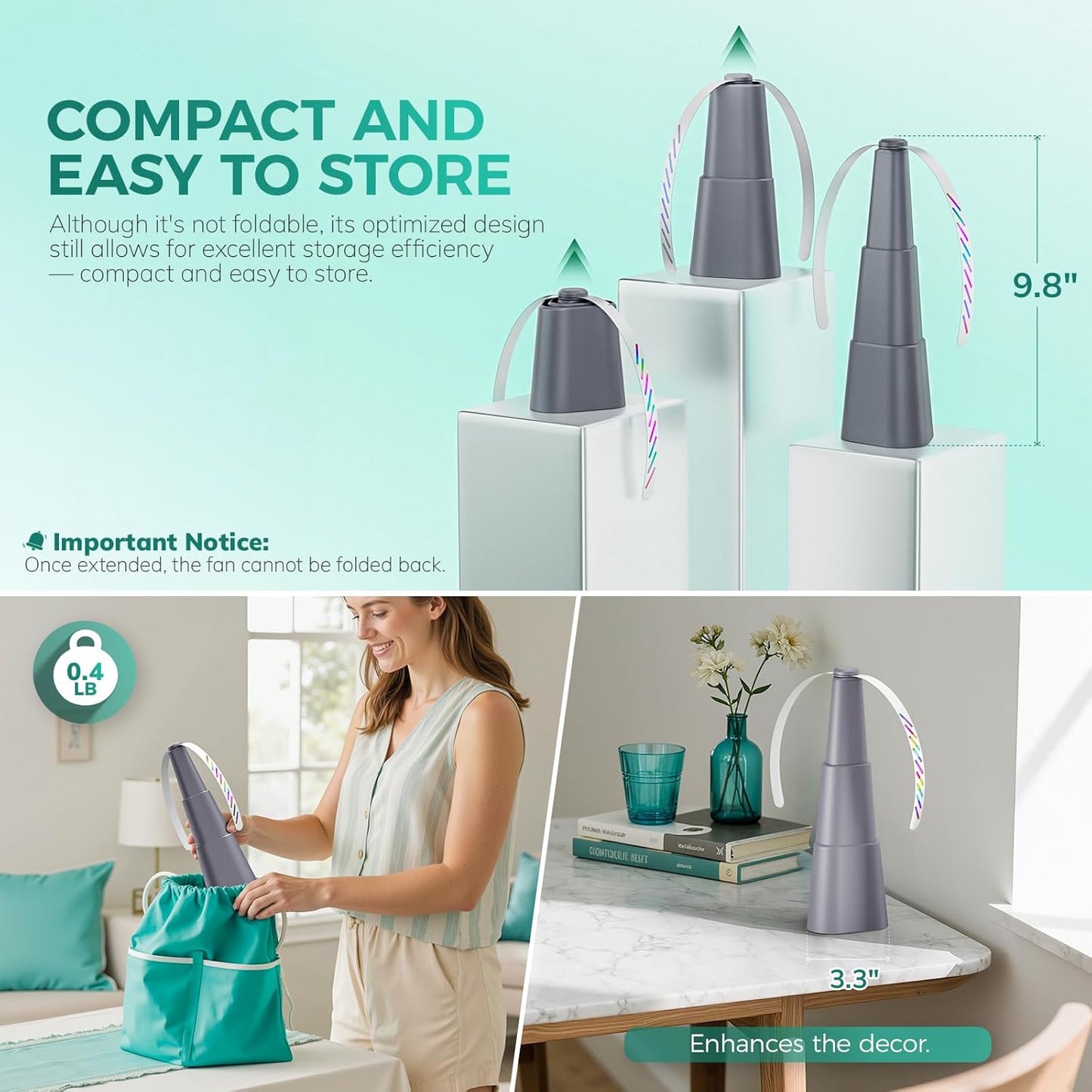 Portable Battery Powered Fly Fans for Tables Up to 15 Hours Working Time, 4-Pack Indoor Outdoor Mute Food Fan with Hook, Tabletop Fan for Home Restaurant Party Picnic Patio BBQ, Grey