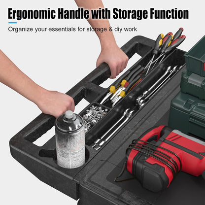 Large Garage Flat Top Utility Cart, Heavy Duty 2 Shelf Tool Cart Service Cart Rolling Push Carts with Ergonomic Handle 5" Swivel Casters