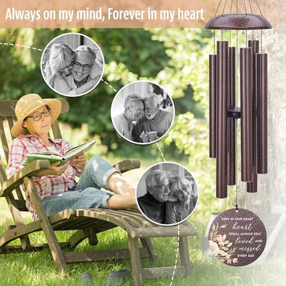 Personalized Wind Chimes, Sympathy Wind Chime, in Loving Memory for Loss of Loved Dad/Mom, Metal Large Memorial Condolences Gifts, Remembrance Wind Chimes for Loss of Loved One
