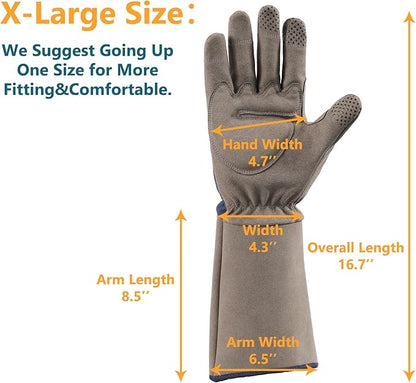 COOLJOB Thorn Proof Rose Pruning Garden Gloves for Men, Long Sleeve Padded Yard Work for Bush, Blackberry, Cactus, Heavy Duty/Puncture Resistant/Machine Washable, Xlarge, Navy